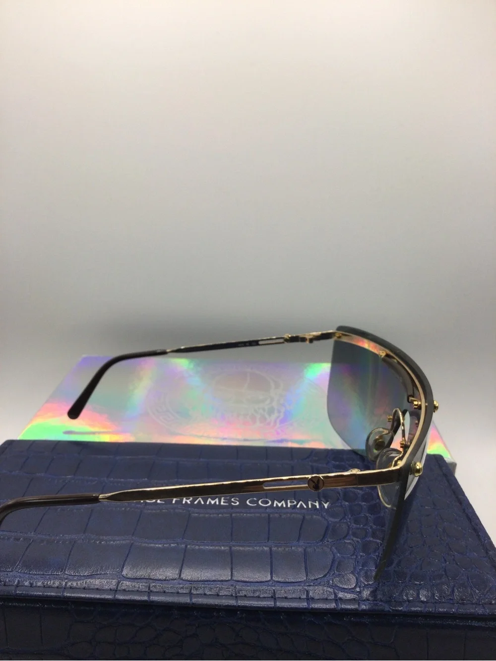 PLAYBOY Gold Frame Sunglasses with Iridescent Lenses